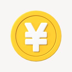 Obraz premium Yen coin, 3D clipart, Japanese currency exchange