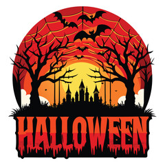 Spooky halloween t shirt design with fierce graphic