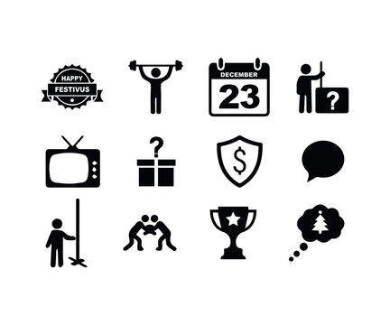 Festivus Holiday and Seinfeld Traditions Icon Set