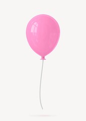 Pink balloon clipart, 3d birthday graphic