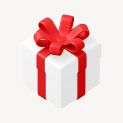 White gift box clipart, 3d birthday graphic
