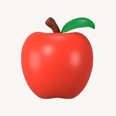 Red apple clipart, 3d fruit graphic