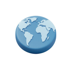 Fototapeta premium 3d render of a blue earth globe icon isolated on transparent background