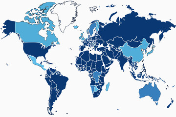 world map on white background