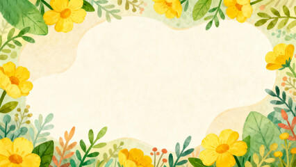 Obraz premium Watercolor Flower Border Landscape