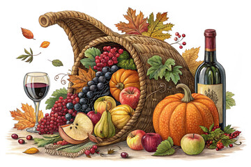 Fruits, Wine and Pumpkin