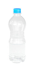 Naklejka premium Empty plastic bottle with blue cap 3d transparent background