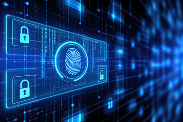 Digital security concept with fingerprint scan protecting code like 'response = client.models.generate_content()', illustrating advanced cyber protection for AI technology.