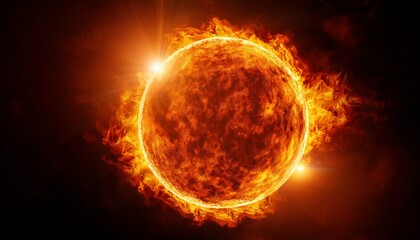 A Fiery Sun Orb Surrounded By Vibrant Flames Against A Dark Backdrop
