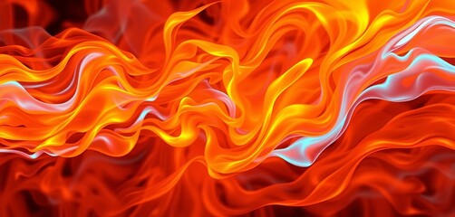Abstract swirling fiery orange and blue flames, dynamic energy,  burning,  glowing