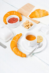 breakfast on white wood table