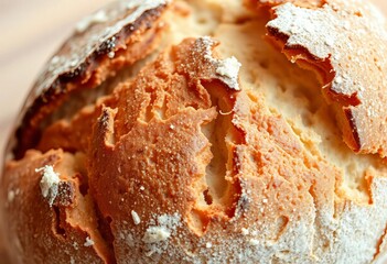 Close-up of rustic sourdough bread, crusty and golden brown,   dinner,   baking