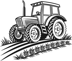 Tractor on Farmland – Agricultural Vehicle Illustration