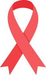 A simple, flat design illustration of a red awareness ribbon, symbolizing support and solidarity for various causes.