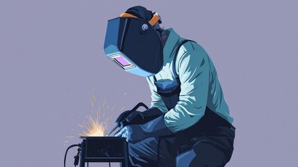 Skilled Welder in Protective Gear Using Welding Machine for Fabrication