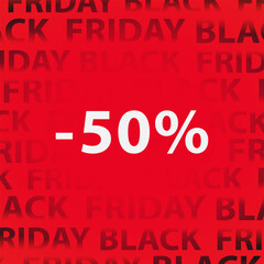 Black Friday red square banner with discount percentage 30, simple minimalistic eye-catching design