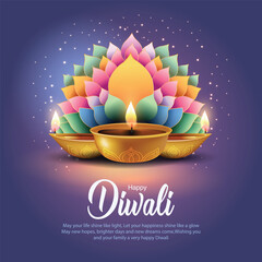 Obraz na płótnie Canvas Indian festival of lights Happy Diwali, holiday Background, Diwali celebration greeting card, abstract vector illustration design.