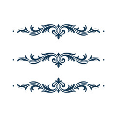 Elegant Floral Dividers for Creative Designs and Invitations with a Vintage Style in Dark Blue