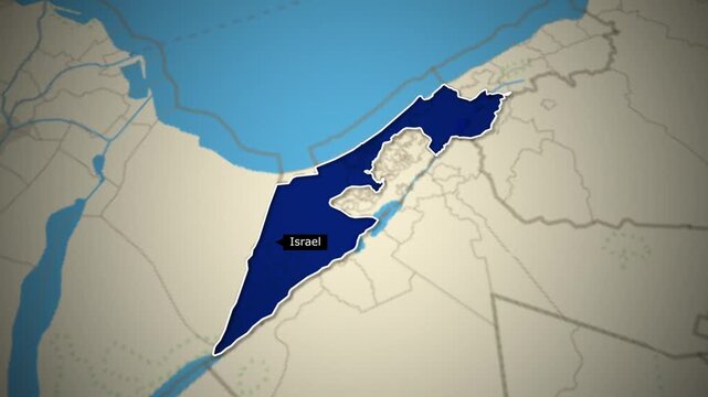 Map of israel highlighting the location and surrounding regions