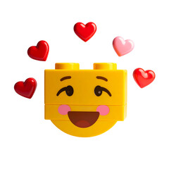 Fototapeta premium Playful emoji brick with hearts