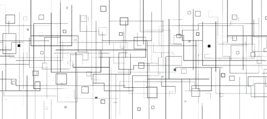 Abstract network of interconnected squares and lines.  Geometric design