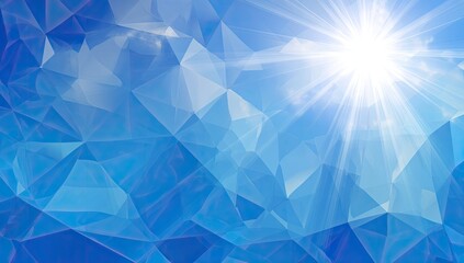 Fototapeta premium Abstract polygonal sky background with sun