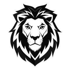 Obraz premium Minimalist black and white lion head graphic design for advertising and banners