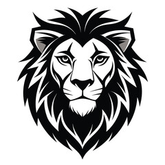 Minimalist black and white lion head graphic design for banners and advertisements