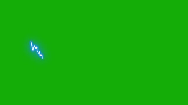 flow of electricity, Animated lightning strikes on a green screen background with bright blue & white flashes effect, Hand drawn 2D cartoon explosion FX, Ideal for game developer, thunder animations