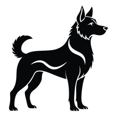 Classic black and white dog silhouette perfect for graphic design and branding