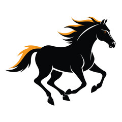 Dynamic silhouette of a powerful horse in full gallop captured in a sleek vector illustration