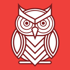 Minimalist single line art owl illustration with clean design elements