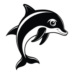 Fototapeta premium Elegant black and white dolphin swimming gracefully in the ocean a clean vector illustration for aquatic themes