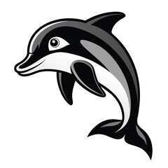 Fototapeta premium Elegant black and white dolphin silhouette illustration for marine themes and aquatic designs