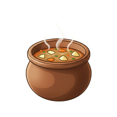 Pixel Art Vegetable Soup Cozy Autumn Cuisine Illustration on transparent background