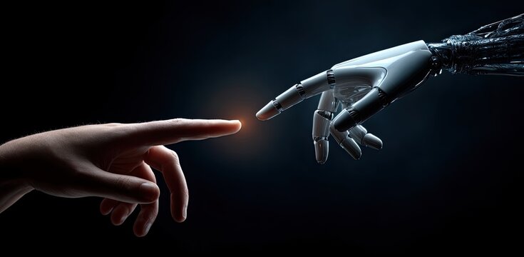 Human and robot hands touching (1)