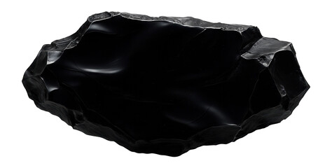 Black, glossy asphaltite fragment with smooth surface and irregular edges
