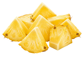 Fresh Pineapple Chunks:  Tropical Fruit, Healthy Snack, Vitamin C, Food Photography isolated on transparent background
