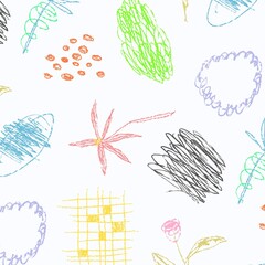 Crayon kids pattern background, colorful hand drawn doodle design