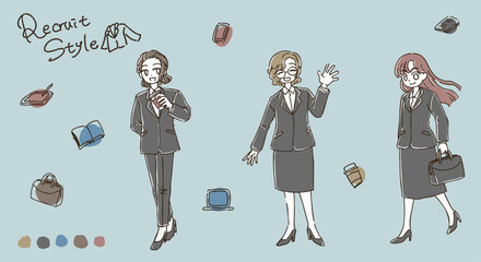 シンプルかわいいリクルートスーツ女子のイラスト
