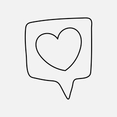 Heart clipart, speech bubble, social media collage element