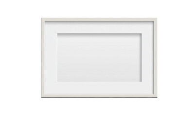 Clean white picture frame with mat isolated on transparent background