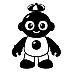 black and white cartoon character