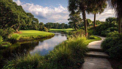 Fototapeta premium Tranquil golf course scenery