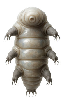Eutardigrade with a plump, segmented body and four pairs of clawed limbs