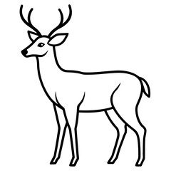 Obraz premium Elegant deer with impressive antlers standing gracefully in a simple line art silhouette