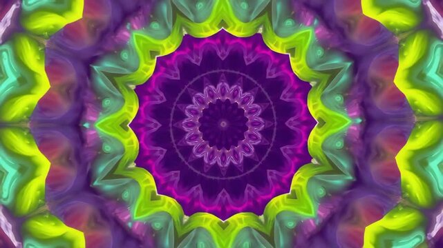 Intricate colorful mandala with purple and yellow hues