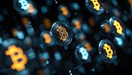 Digital Bitcoin coins, abstract pattern