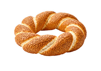 Sesame Seed Simit: A Turkish Bread Ring isolated on transparent background