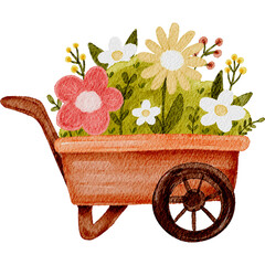 wheelbarrow full of flowers